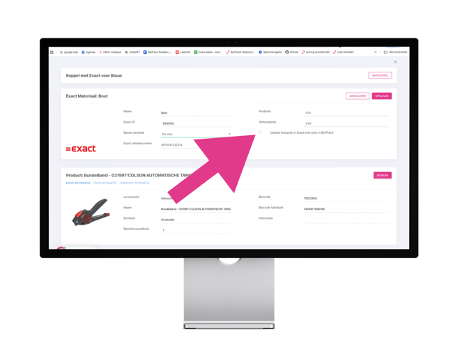 Prijs van materiaal in Exact Online Bouw automatisch updaten