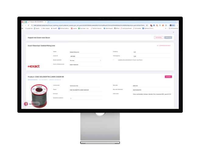 BarTrack - Materiaal is gekoppeld aan BarTrack artikel