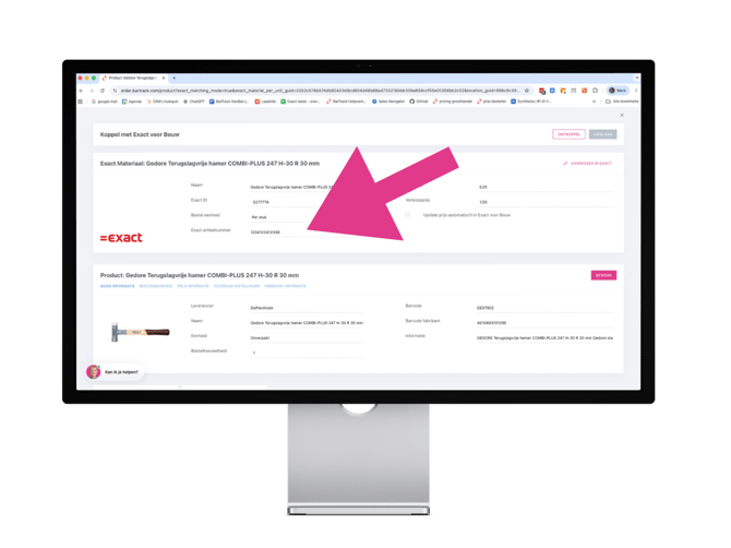 BarTrack - Exact artikelnummer toevoegen