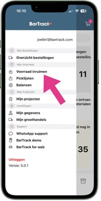 App - Voorraad inruimen navigatie