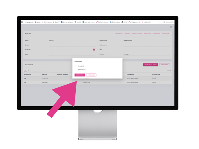 Selecteer Prijslijst uit Exact Online
