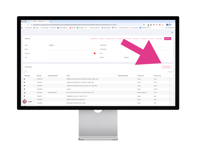 Assortiment per bestellende organisatie importeren