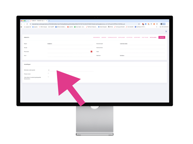 Je kan als groothandel medewerker in de BarTrack HuB de minimale orderwaarde opgeven per bestellende organisatie