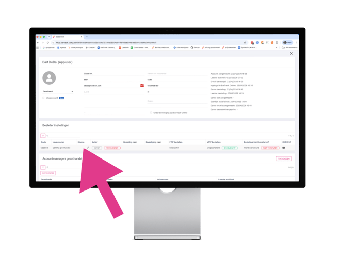 Voeg als groothan del een klantnummer toe aan de gegevens van een besteller