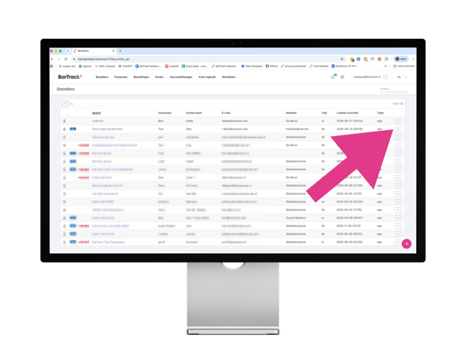 BarTrack besteller detailpagina openen
