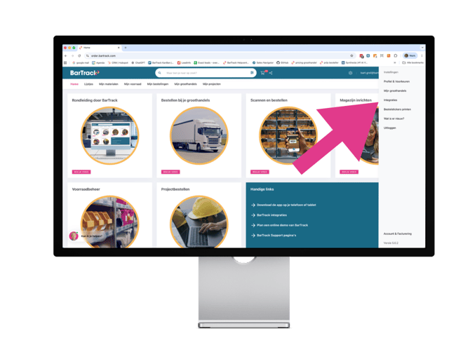 BarTrack Menu - Integraties activeren