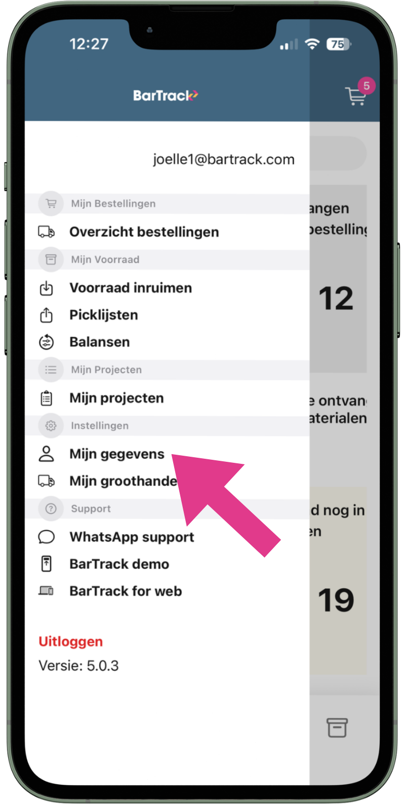 Menu - Mijn gegevens