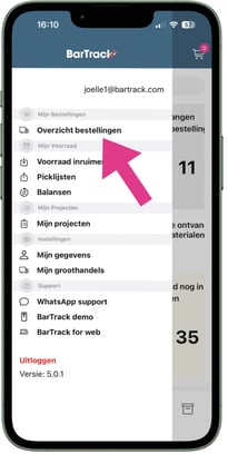 Menu - Overzicht bestellingen