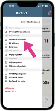 Menu - Voorraad inruimen