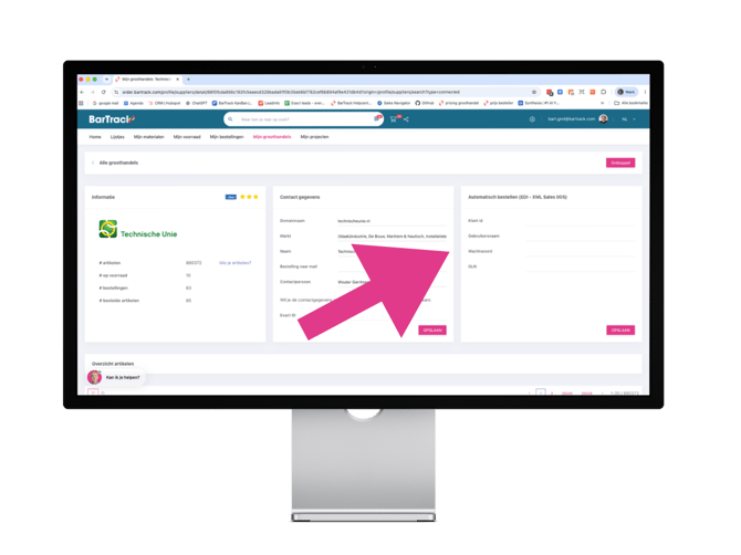 BarTrack - Instellen versturen orders via EDI