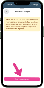 Picklijsten - artikel toevoegen - scannen