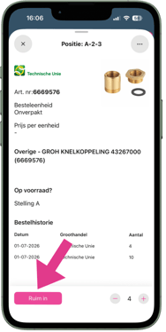 Voorraad inruimen - Ruim in