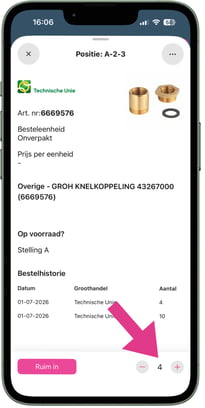 Voorraad inruimen - aantal aanpassen (2)