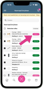 Voorraad inruimen - aantal aanpassen