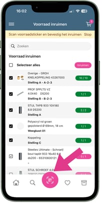 Voorraad inruimen - scannen