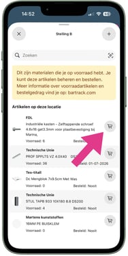 Voorraadlocatie - artikel bestellen