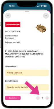 Zoeken - Bestel aantal aanpassen