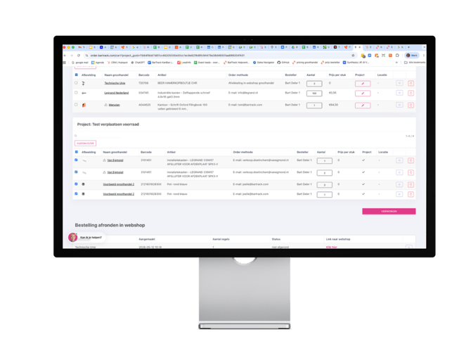 BarTrack - Projectmaterialen bestellen