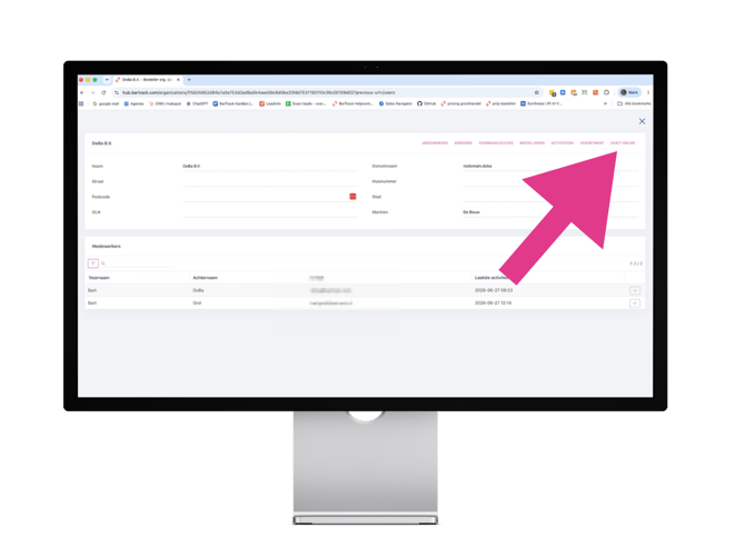 HuB - Selecteer menu item Exact Online om de bestellende organisatie te koppelen aan een Exact Online account