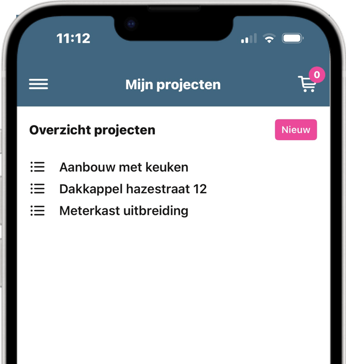 nieuw project aanmaken